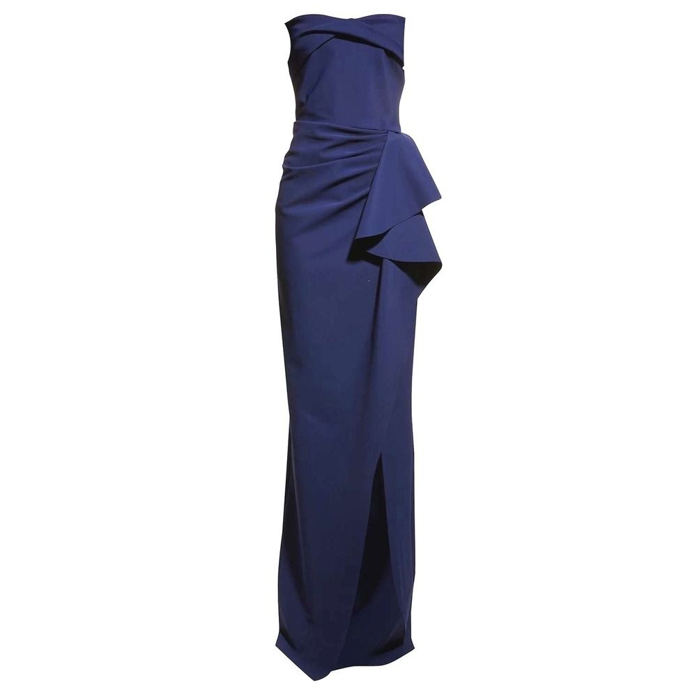 CHIARA BONI‎ La Petite Robe Mirla Navy Blue Strapless Gown Princess Madeleine 2